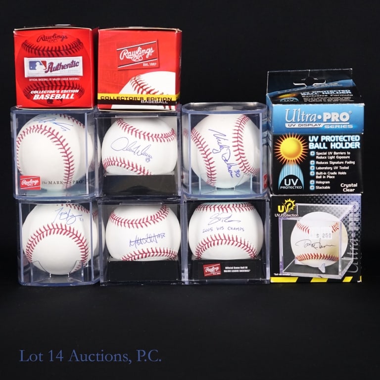 10 Signed Baseballs by Former White Sox Players: Assortment of single signed baseballs from former Chicago White Sox players. Signatures included in this assortment are: OML Manfred baseball signed by Adam Warren with a COA from SidsGraphs *** OML M