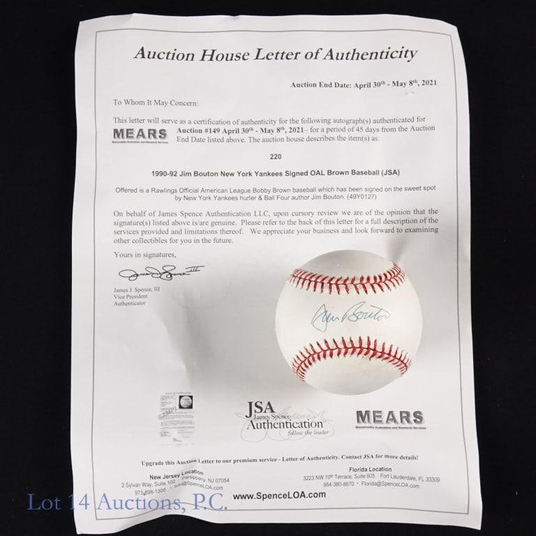 NY Yankees Legends Signed Baseballs (9) - 6
