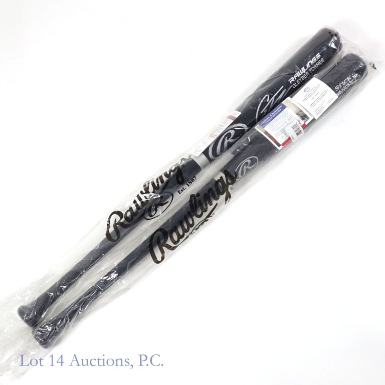 Gleyber Torres & Gary Sanchez Signed Bats W/COA's: Rawlings Gleyber Torres Pro model bat signed by Torres with a silver marker. This signature has a COA from JSA Witnessed Protection Program (cert number W988297). Also included is a Rawlings Big Stick