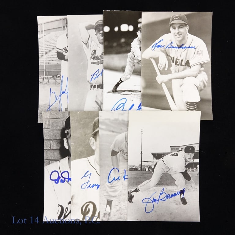 Real Photo Postcards - 8 Sig Tigers Guardians: *** This lot is sold "as is" with not COAs or guarantees. *** Nine (9) black & white Real photo postcards (Jim Rowe distributed??) - signed by Detroit Tigers and Cleveland Indians Hall of Fame members