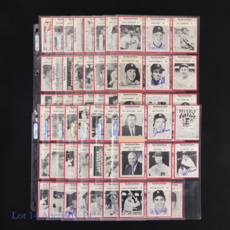 1981 Detroit Tigers Baseball Card Set (56 Autos): This lot is sold "as is" with no COAs or guarantees. Nearly Complete (134/135 - missing card #135) 1981 The Detroit News "Detroit Tigers Boys of Summer" baseball card set. Includes the following