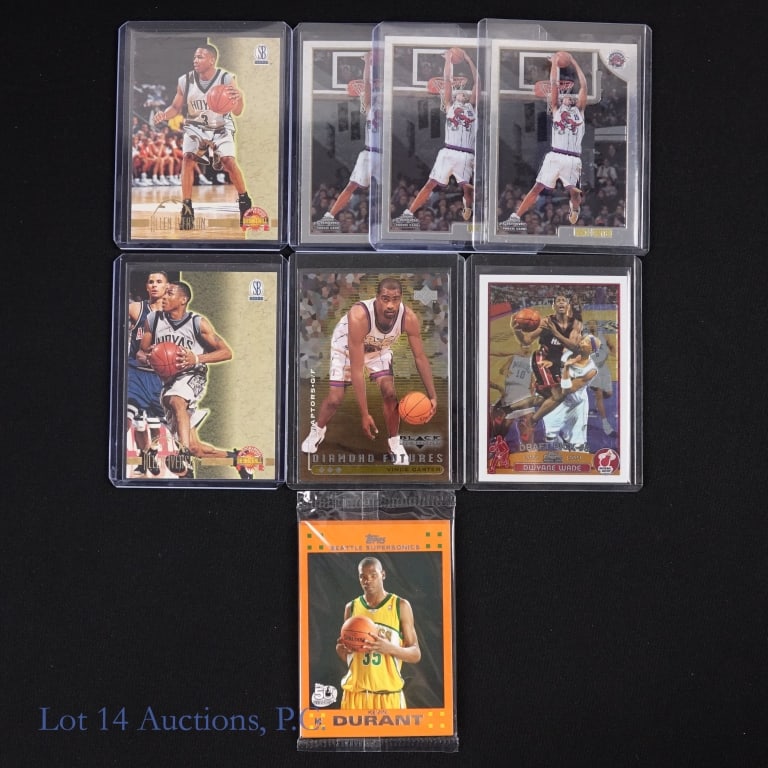 Modern Basketball Cards (8): Nice assortment of eight newer basketball cards. In this assortment you will find 1996 Score Board Allen Iverson #1 *** Vince Carter 1998-99 Upper deck Black Diamond Futures #120 *** 2003-04 Topps Chr