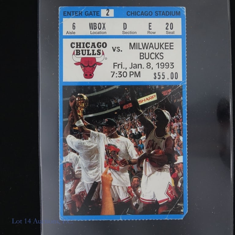 Chicago Bulls January 8, 1993, Ticket Stub: The 1992-1993 season saw the Bulls winning their third straight NBA Championship led by Michael Jordan and Scottie Pippen. Michael Jordan would retire for the first time shortly after the season ended