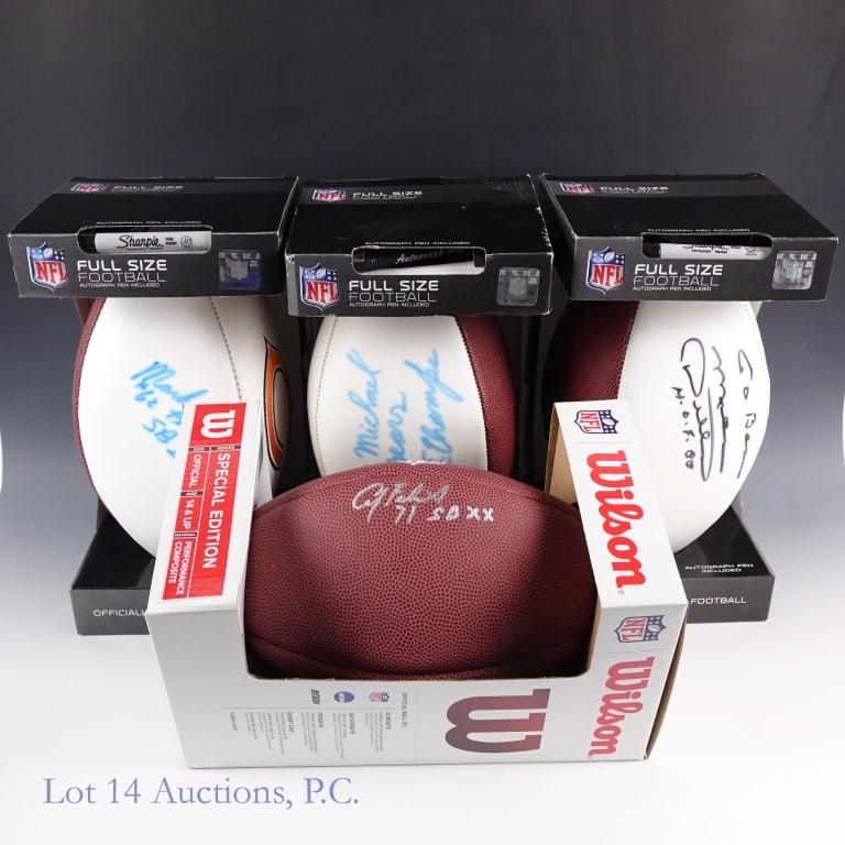 4 Chgo Bears Signed Footballs SB XX Players (1 of 5)