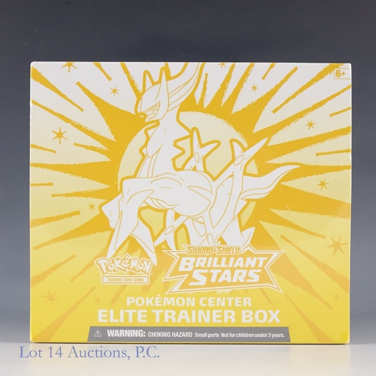 NIB Pokemon Center SW/SH Brilliant Stars ETB: NIB Pokemon Center SW/SH Brilliant Stars ETB. Factory Sealed and Authentic. A Pokemon Center Exclusive Sword & Shield Brilliant Stars Elite Trainer Box: 10 Boosters; Arceus Deck Box; 65 Card Sleeves; 