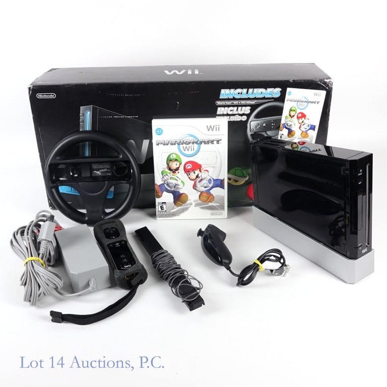 Nintendo Wii Black Mario Kart Set CIB T+W (1 of 12)