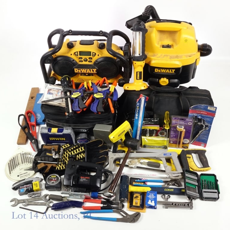 DeWalt & Other Tools, Radio, Vacuum - LOCAL: LOCAL PICK UP ONLY. DeWalt 2 gallon vacuum (NO battery), works. DeWalt DC011 Worksite radio (corded / cordless) - Will charge a battery and includes one battery. Radio, charger (built in) and battery 