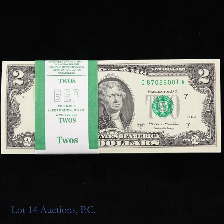 2017-A $2 Fed Reserve Notes CU Consec. S/Ns (100) (1 of 3)