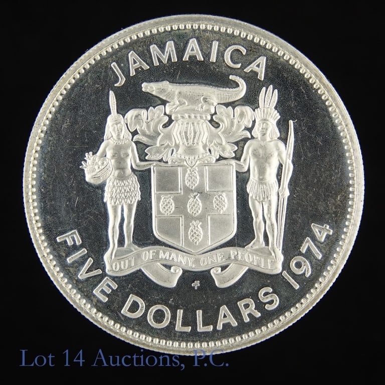 1974-FM Jamaica 50%-Silver Proof $5 (1 of 2)
