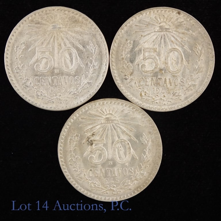 1939-1945 Mexico 72%-Silver 50 Centavos (*BU), 3 (1 of 2)