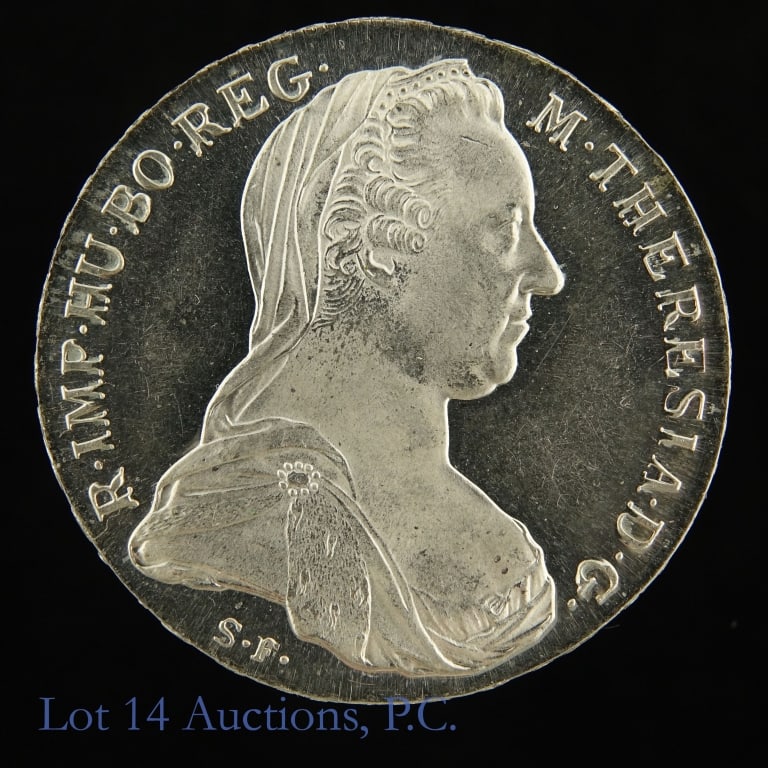 (1780) Austria Maria Theresa Thaler Restrike: (1780) Austria restrike Maria Theresa Thaler bullion coin. Per consigner, a gorgeous example with incredible surfaces in gem proof condition. a highly popular and nicest crown-size coin ever struck. M