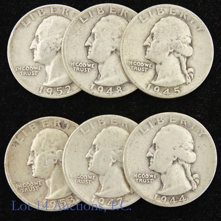 US 90%-Silver Washington 25c (ASW 1.0 Ozt.), 6 (1 of 3)