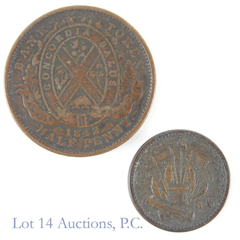 1842 & 1863 Canada & US Tokens (2) (1 of 2)