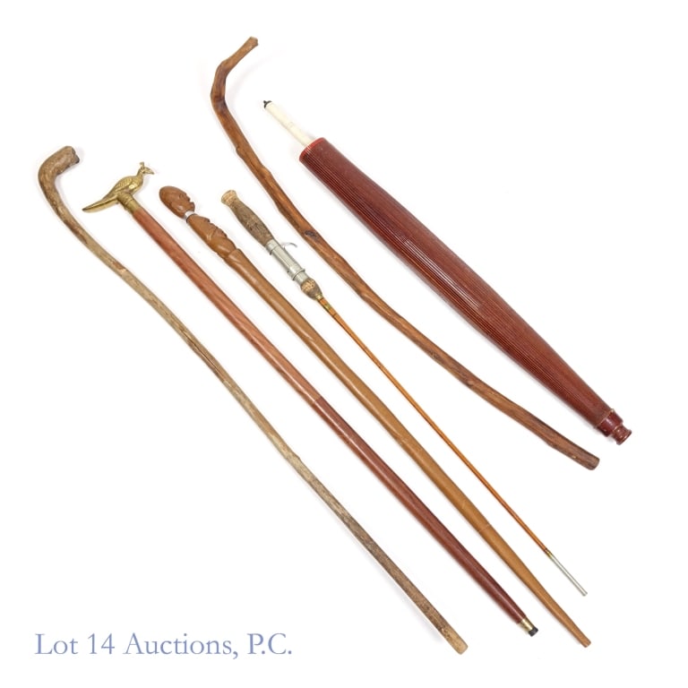 Walking Canes, Bamboo Fishing Rod & Umbrella (1 of 6)