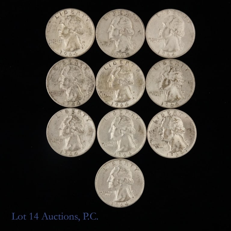 US 90%-Silver Washington 25c (ASW 1.8 Oz), 10 (1 of 2)