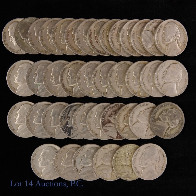 1942-1945 US Silver Jefferson WW2 Nickels (40) (1 of 3)