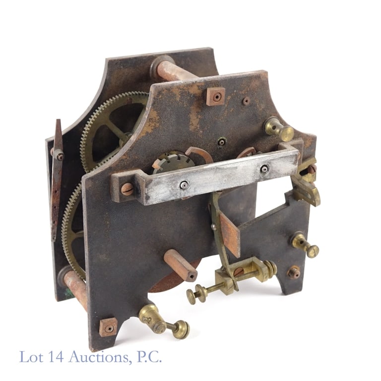 C. Robinson Patent Model EM Bell Ringer, 1864: Patent model for Electro Magenetic mechanism for Ringing Bells by C. Robinson. Has what appears to be original hand written patent tag (patent No. 45347) with patent date of December 6 1864, and the h