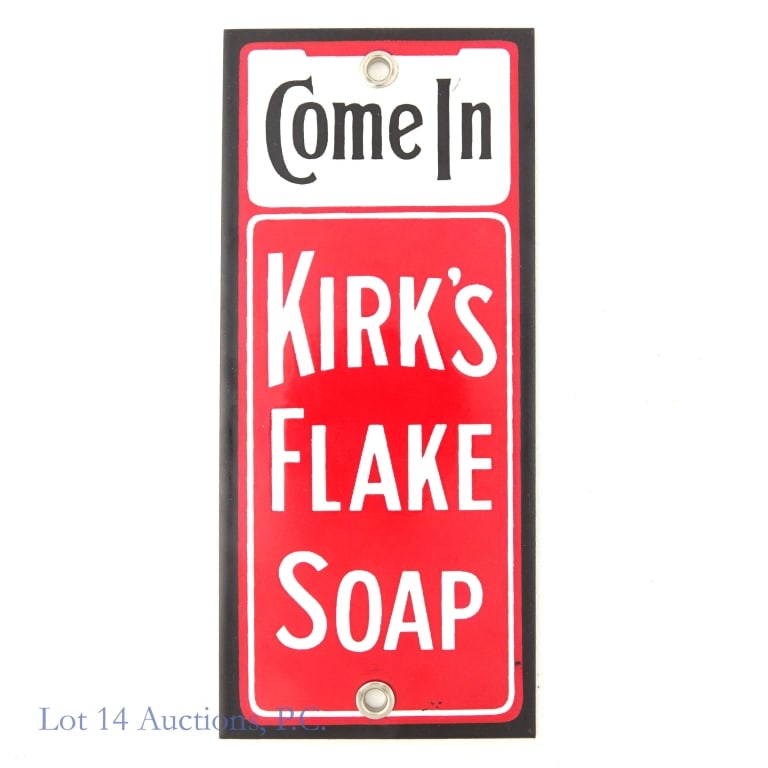 Kirk's Flake Soap SSP Porcelain Door Push Sign (1 of 3)