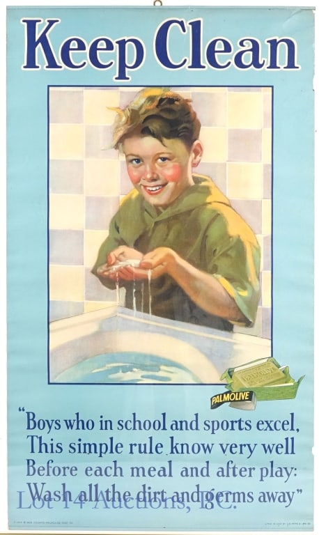 1928 Palmolive Soap "Keep Clean" Lithograph Ad (1 of 7)