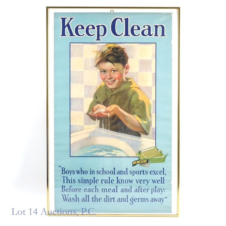 1928 Palmolive Soap "Keep Clean" Lithograph Ad - 2