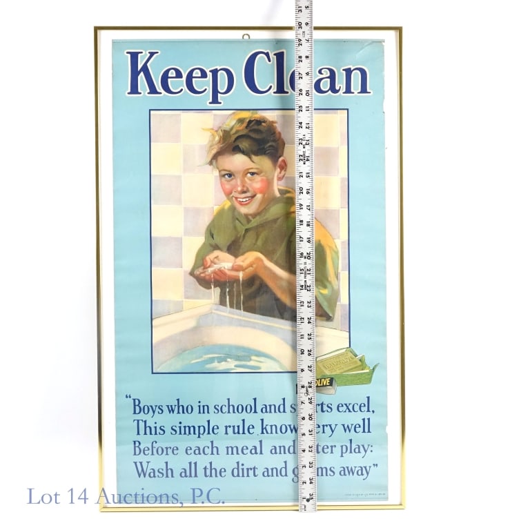 1928 Palmolive Soap "Keep Clean" Lithograph Ad - 7