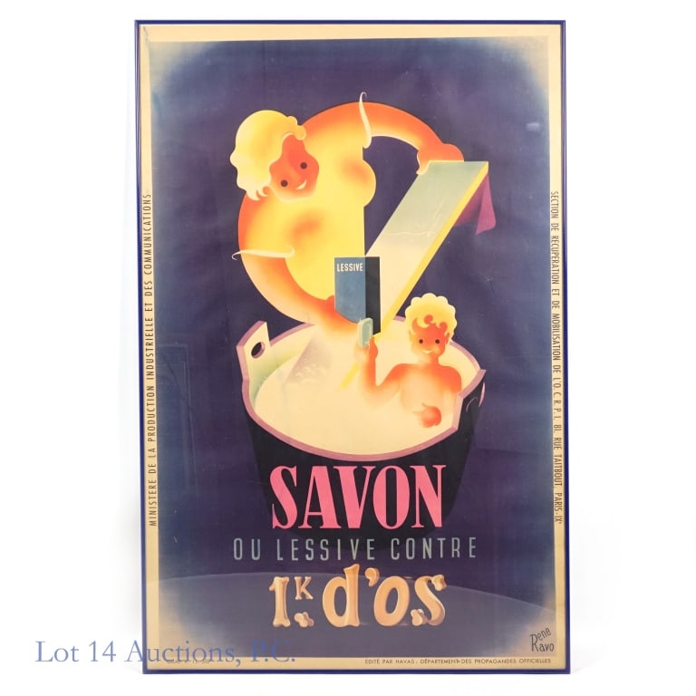 Large 1940s French Rene Ravo Soap Savon Advert (1 of 5)