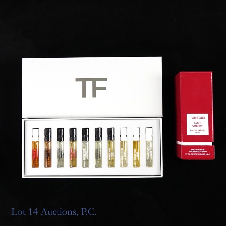 Tom Ford Lost Cherry & Discovery Collection EDPs: Tom Ford Lost Cherry Eau De Parfum, 50 ml, in original box *** Tom Ford Private Blend Discovery CollectionEau De Parfum, 10 X 2ml, in original box - Oud Wood , Rose Prick, Bitter Peach, Lost Cherry,