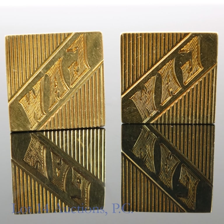 14k Yellow Gold Monogrammed Cuff Links (1 of 5)