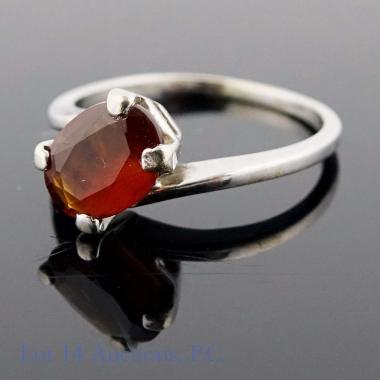 14k White Gold Ring w/ Citrine Size 5.25: 14k white gold ring with brown / orange stone (tests as citrine). Size 5.25. Total weight: 2.0g.