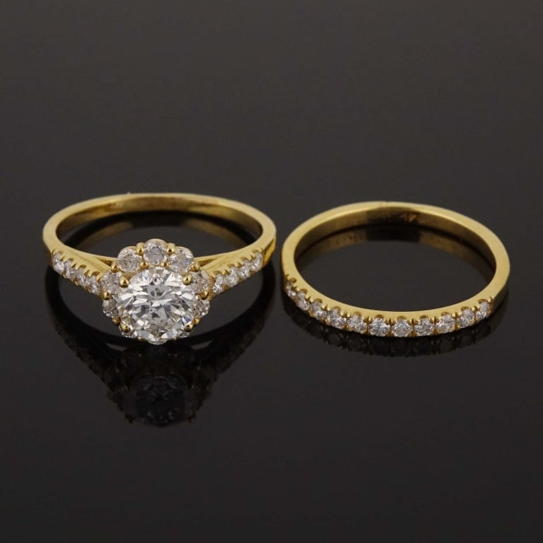 14k Y Gold Diamond Ring Set w/ ID (1 of 11)