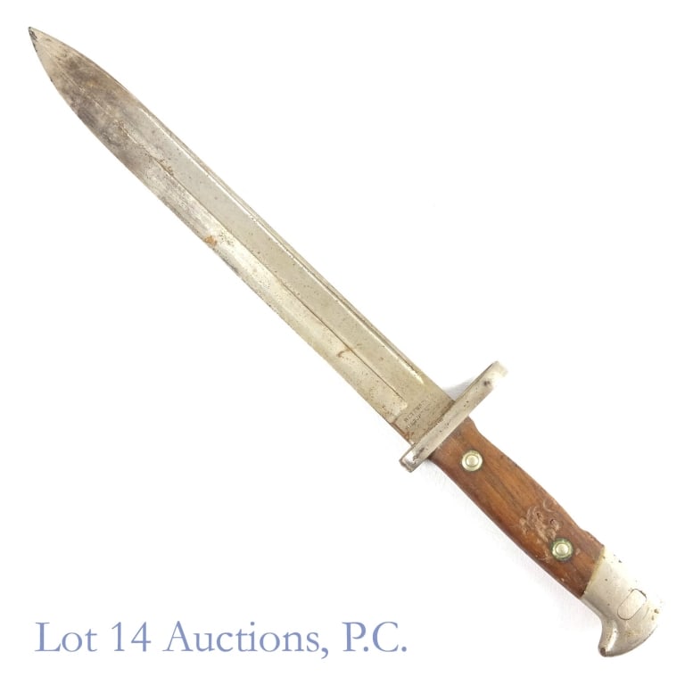 Early 1910s Weyersberg Kirschbaum Mauser Bayonet: Early 1910s South American Mauser Bayonet made by Weyerserg Kirschbaum & Co. Solingen, Germany. Total length approximately 15". See photos for details and condition.