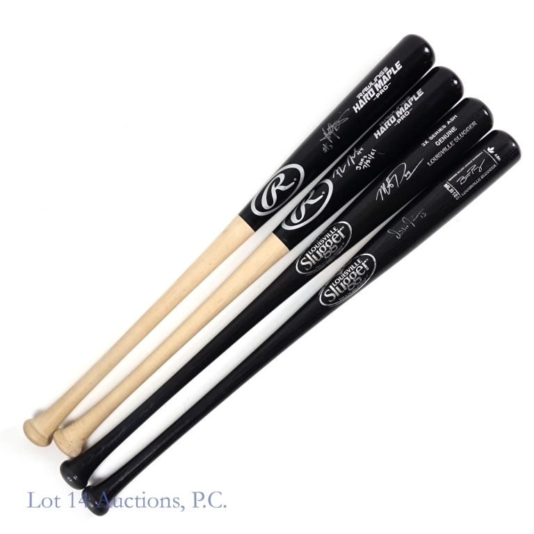 White Sox Signed Bats Guillen Baines + More (4): Four full size baseball bats each signed by a former White Sox player. Among the treasures in this group is a Rawlings Hard Maple bat signed by Harold Baines and a Louisville Slugger signed by Ozzie G