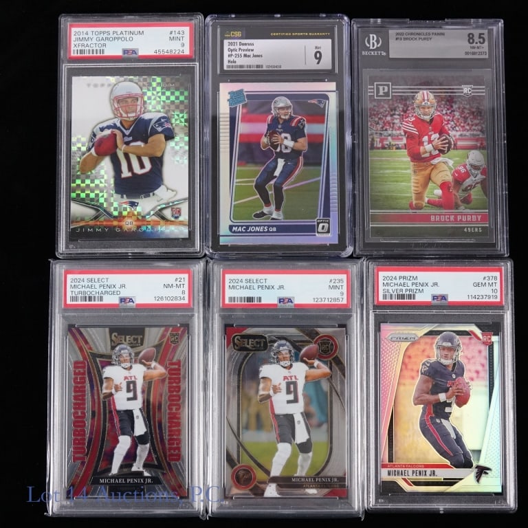 Graded NFL Football Trading Cards (6): Six (6) graded NFL football trading cards. We have verified each of these cards at the website of the respective grading company, but you should always, when possible, confirm certifications prior to 