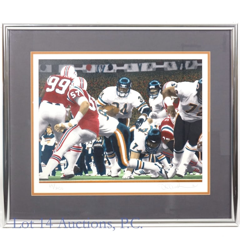 LE Rick Rush Signed "Won For Papa" Serigraph: LOCAL OR THIRD PARTY SHIPPING ONLY - LOT 14 WILL NOT SHIP THIS PIECE Issued in April, 1986, this stunning serigraph was created by Rick Rush to commemorate the Chicago Bears victory over the New Engla