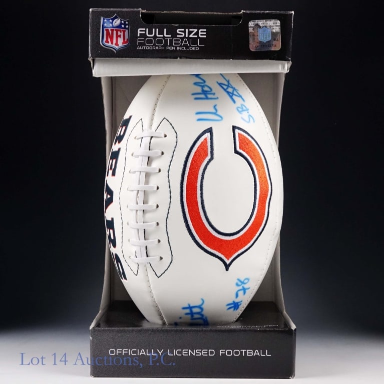 "Mongo" McMichael & Van Horne Sgd Bears Football: Double HOF signed Bears football. Steve "Mongo" McMichael, inscribed "76 Bears" and Keith Van Horne, inscribed #78 S.B. XX". No COA - as is. On Full-size NFL Licensed Chicago Bears football which feat