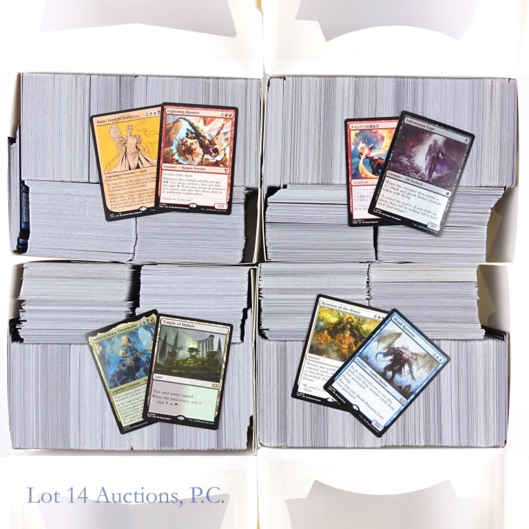 Magic The Gathering Trading Cards (+3200): Magic The Gathering (MTG) Trading Cards (3200+ Cards Total). Includes a massive box full of cards. These cards are predominantly Common & Uncommon cards. There are also at least 2 Mythic and 30 Rare