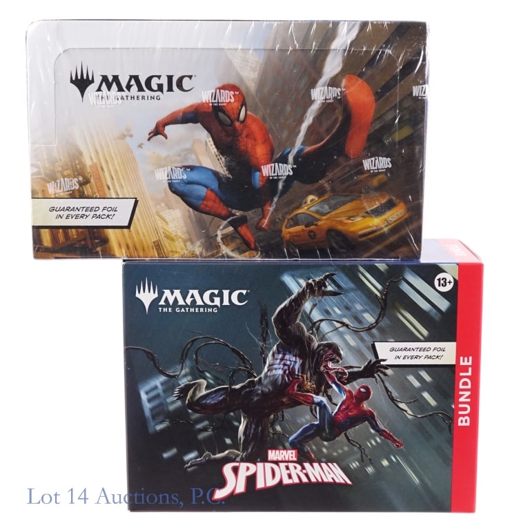Magic The Gathering Spider-Man Package, NIP (2): Magic The Gathering Spider-Man 2025 Play Boosters box, Factory Sealed. Magic The Gathering Spider-Man Bundle, 2025, Factory Sealed. Guaranteed authentic.