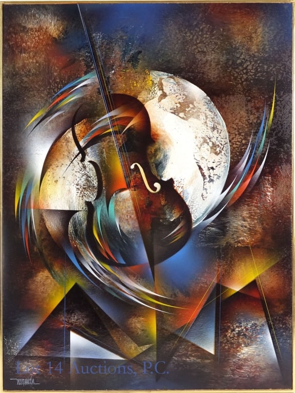 Signed Nierman "Sonata" Painting: LOCAL PICKUP OR THIRD PARTY SHIPPING ONLY. Large abstract painting by famous Mexican artist Leonardo Nierman (1932-2023), from his Sonata/Sound of Color series. Signed by the artist in the bottom
