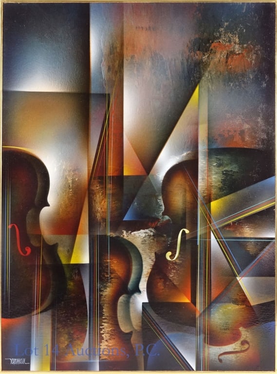 Signed Nierman "Sonata" Painting: LOCAL PICKUP OR THIRD PARTY SHIPPING ONLY. Large abstract painting by famous Mexican artist Leonardo Nierman (1932-2023), from his Sonata/Sound of Color series. Signed by the artist in the bottom