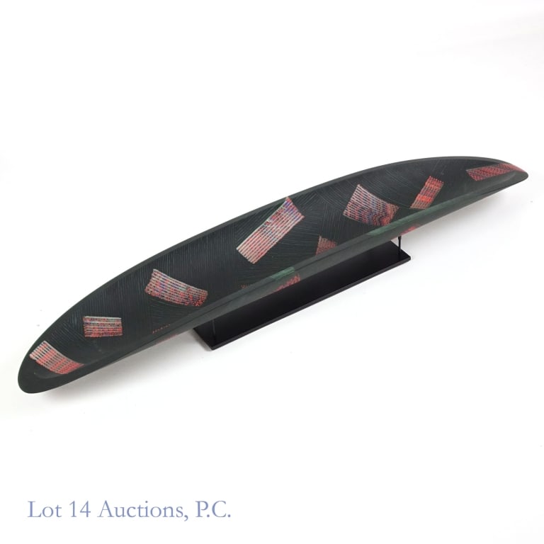 Martin Kremer Fused Glass Cane Ellipse 3 Ft. Bowl: LOCAL PICKUP OR THIRD PARTY SHIPPING ONLY. Martin Kremer, Contemporary, North Yarmouth, ME. Large glass art cane ellipse bowl made of a fused glass mosaic. 34.5 x 7 x 2.5", weighs approximately 10