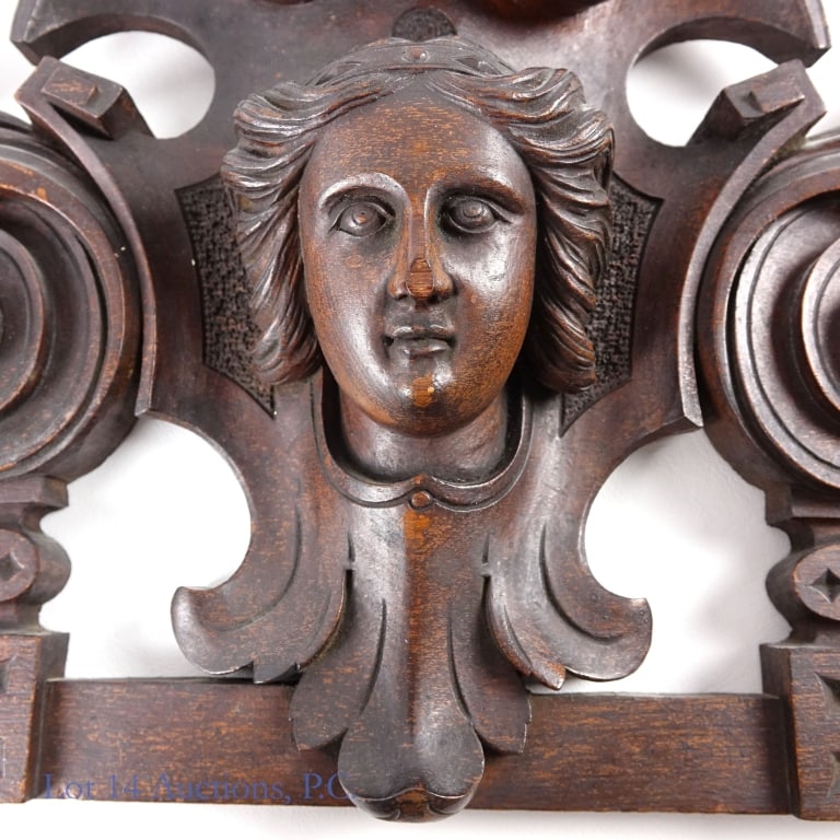 Carved Walnut Victorian Figural Cornice - 3