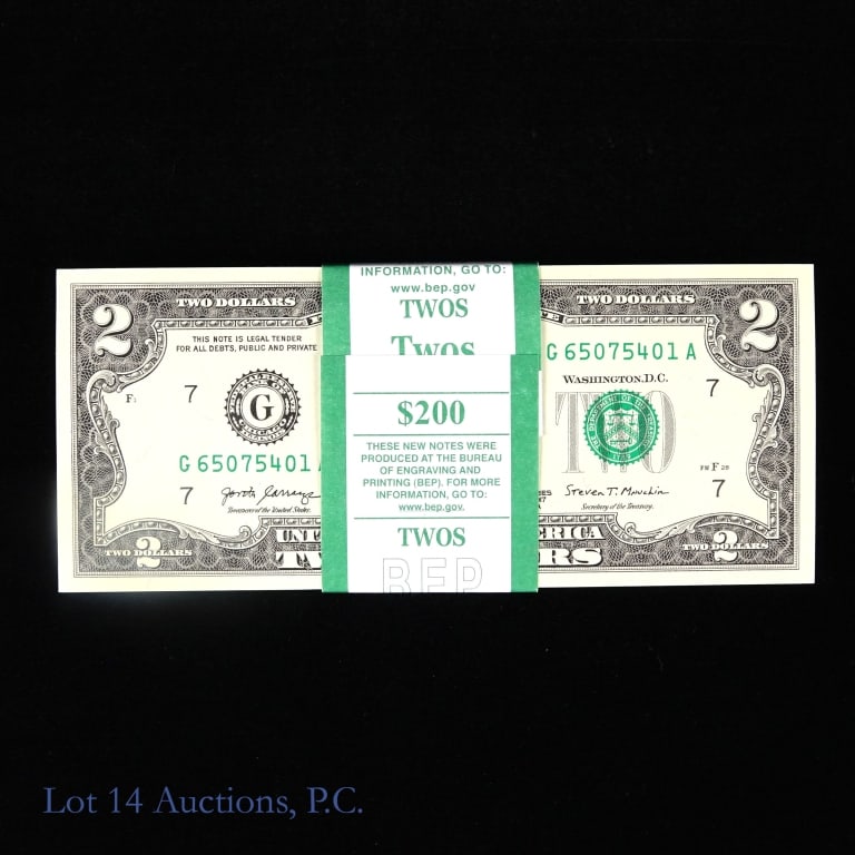 2017-A $2 Fed Reserve Notes CU Consec. S/Ns (100) - 2