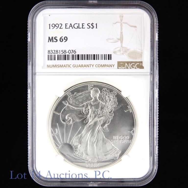 1992 American Silver Eagle $1 Bullion (NGC MS69) (1 of 4)