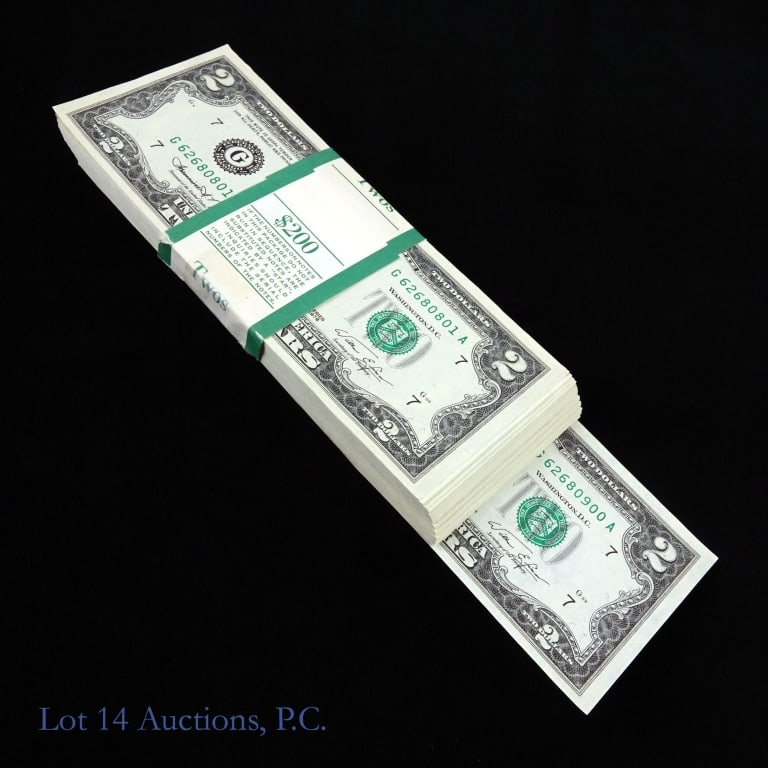 1976 $2 Fed Reserve Notes CU Consec. S/Ns (100) (1 of 3)