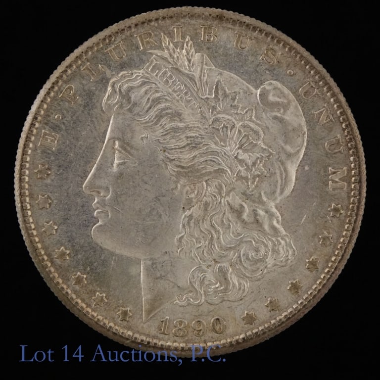 1890-S US Silver Morgan Dollar - Better Date: 1890-S United States silver Morgan dollar (San Francisco Mint). *Per consigner, tougher date with toned reverse and lots of original luster. Metal is 90% silver with ASW 0.7734 troy ounces. Mintage 8,