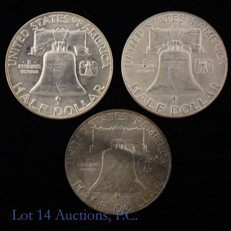 US Silver Franklin Half Dollars - Better Dates, 4 - 5