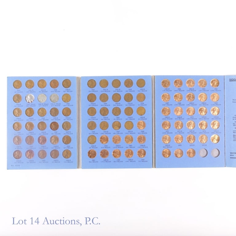 1941-1973 US Lincoln Wheat & Memorial Cents, 88: Eighty-eight (88) United States copper Lincoln wheat and memorial cents in blue Whitman folder as follows: ---1941 - 1958 wheat cents (51); and ---1959 - 1973 memorial cents in BU condition (37). *** 