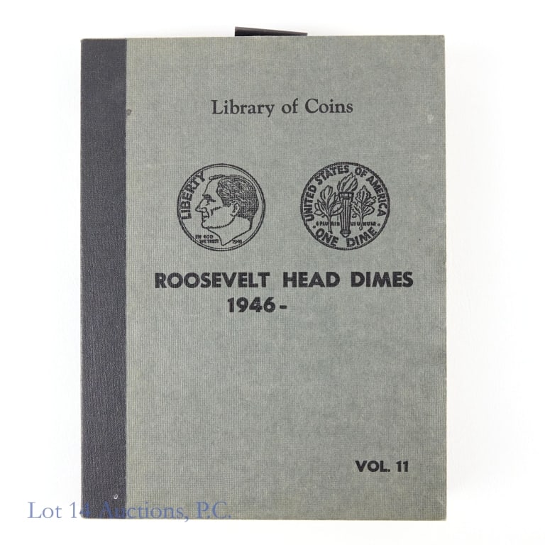 1946 - 1964 US Silver Roosevelt 10c (*CH BU), 48: Forty-eight (48) United States silver Roosevelt dimes (Philadelphia, Denver, San Francisco Mints) in grey Coin and Currency Institute album dates ranging from 1946 to 1964. *Per consigner, this set wa