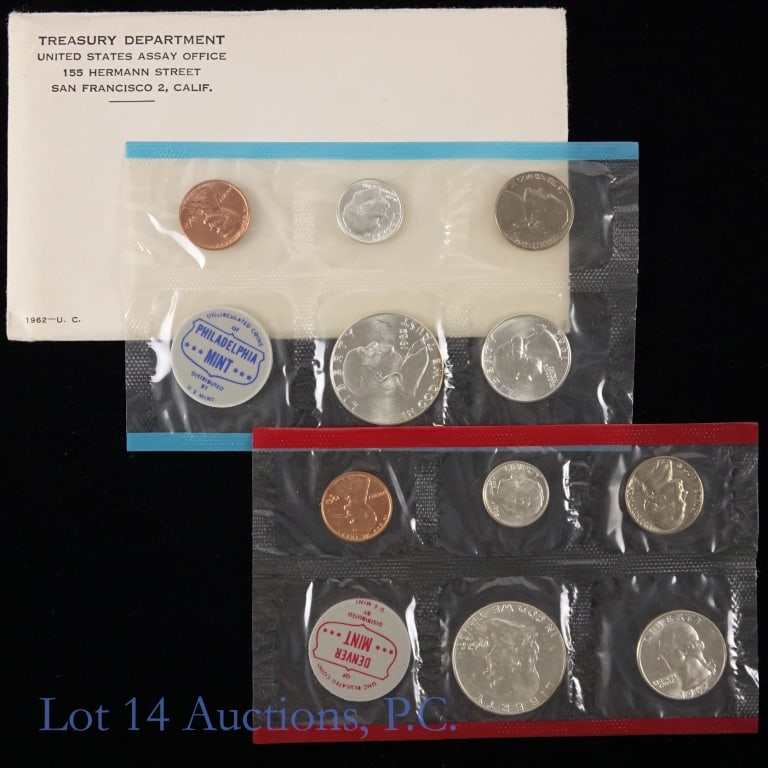 1962 P,D US 90%-Silver Unc. 10-Coin Mint Set (1 of 3)