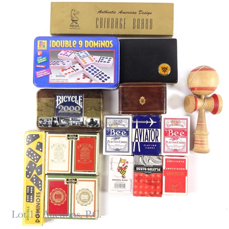 Vintage Playing Cards, Dominoes, Cribbage Board (1 of 9)